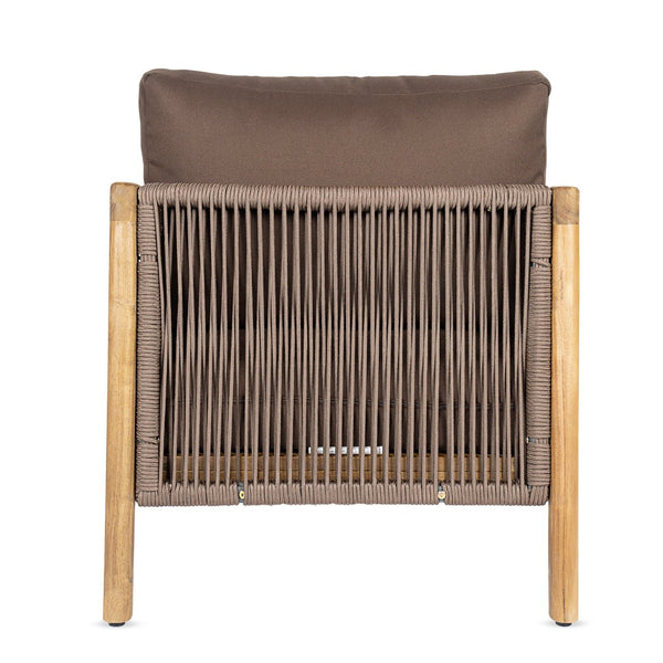 English Elm Outdoor Acacia Wood Club Chair Rope Woven Back Teak Finish Patio Seating N768P383070B