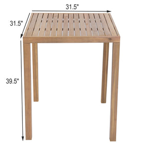 English Elm Christopher Knight Home® - Outdoor Acacia Wood Bar Table with Slatted Top and Tapered Legs, Weather-Resistant Hardwood Design Light Brown 43 L x 35.5 W x 7 H N776P285371L