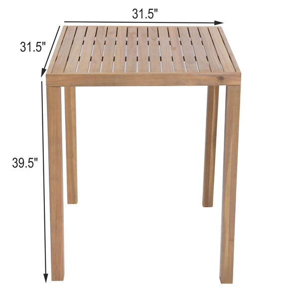 English Elm Christopher Knight Home® - Outdoor Acacia Wood Bar Table with Slatted Top and Tapered Legs, Weather-Resistant Hardwood Design Light Brown 43 L x 35.5 W x 7 H N776P285371L