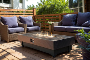 English Elm 60-INCH Modern Fire Pit Table with Stainless Steel Burner, Rain Cover, Propane Heater for Patio Gatherings Black,Stone Gray W3131P333709