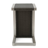 Christopher Knight Home® - Noble House - Cape Coral Modern Wicker C-Shaped End Table, Gray and Silver