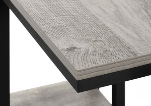 English Elm Accent Table - Sleek C-Shaped Design For Living Room & Bedroom - Grey Laminate With Black Metal Frame B2710P219397