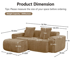 English Elm Streamlined Velvet Modular L-shape Sectional Sofa with Cloud Foam and French Piping Brown W3041S00371