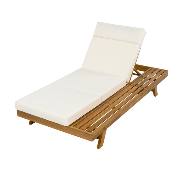 English Elm Christopher Knight Home® - Lounge Chaise Set With Adjustable Headrest, Acacia Wood Frame & Water-Resistant Cushions For Outdoors N770P253442T_N770P285267B