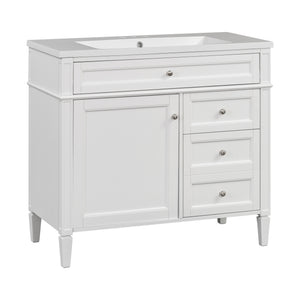 English Elm 36'' Modern Bathroom Vanity Set With Sink, Mirror & Open Shelves - Stylish Storage Solution! N710S236006K