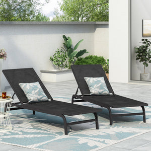 English Elm Christopher Knight Home® - FINN Chaise Lounge Set for Outdoor Patio – Aluminum Frame, Breathable Nylon Mesh, Handcrafted Comfort DARK GREY 71041.00