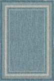 Unique Loom Outdoor Border Soft Border Machine Made Border Rug Teal, Ivory/Gray 6' 1" x 9' 0"