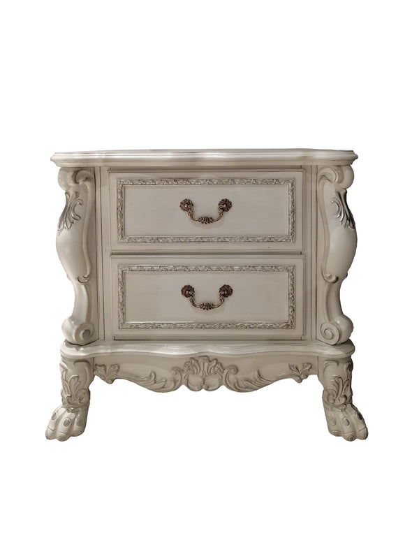 English Elm Bone White Elegant 2-Drawer Nightstand with Dovetail Drawers & Smooth Metal Glides — Durable Charm B062P215404