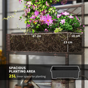 English Elm Freestanding Outdoor Pe Rattan Vertical Planter with Built-in Trellis and Storage Shelf T3971P423751