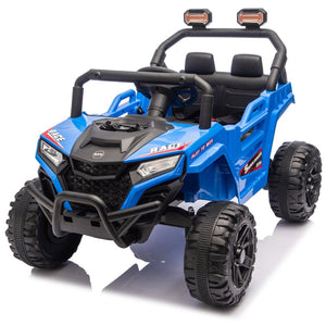 English Elm 12v Kids Electric Utv with 4-wheel Suspension Anti-collision Bar and 2-hour Battery Blue W1578P343327