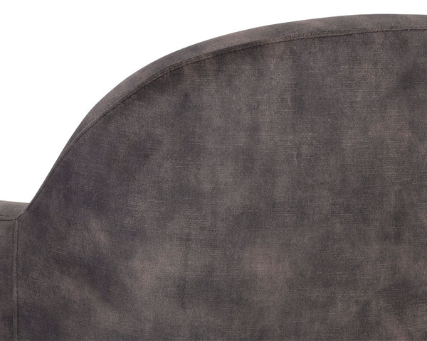 Sunpan Casey Swivel Lounge Chair - Elegant Modern Barrelback Design with Gold Stainless Steel Base Nono Shitake