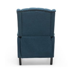 English Elm Charcoal Wingback Pushback Recliner with Button Tufted Diamond Fabric Upholstery Dark Blue N763P410529C