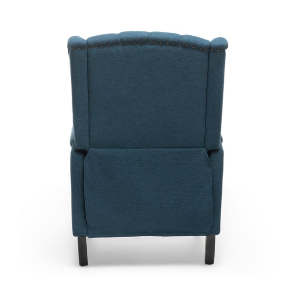 English Elm Charcoal Wingback Pushback Recliner with Button Tufted Diamond Fabric Upholstery Dark Blue N763P410529C