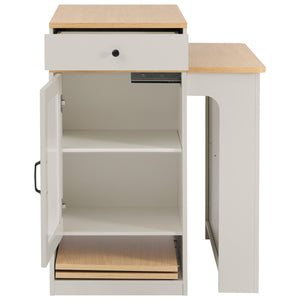 English Elm K&K Modern Extendable 59.5" Kitchen Island with Double-Sided Storage, Power Outlet & Casters White N707S000017W