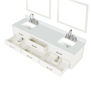 English Elm White Double Bath Vanity Set With Cultured Marble Top, Chrome Faucets & Mirrors For Elegant Bathrooms B2731S01836-GIGA