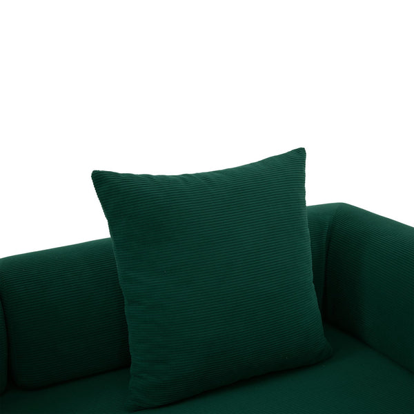 English Elm UNITED modular foldable sofa with metal frame, corduroy upholstery, side pocket & quick assembly convenience Emerald W1568P375638