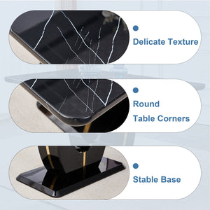 English Elm Modern modern simple luxury rectangular coffee table with sturdy base, easy-clean MDF, versatile use Black W1151S01395