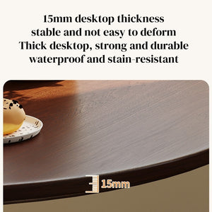 English Elm Walnut Modern Round Dining Table with MDF Top and Steel Tulip Base — Sturdy, Easy-Clean Design W2641P300056