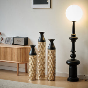 English Elm Floor Metal Vases Set Of 3 - Elegant White And Gold Decor For Modern Home Interiors, 24.8-33.8In W2796P234276