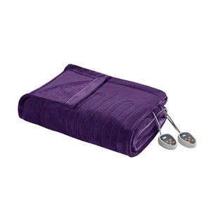 JLA Home Beautyrest - Blanket Beautyrest Heated Ultra-Soft Microlight Plush with Secure Comfort Tech, 20 Temps, 5yr Warranty Purple BR54-1932