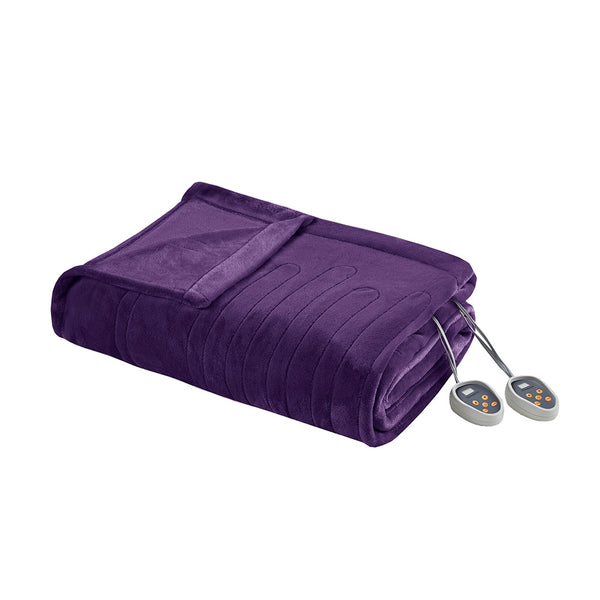 JLA Home Beautyrest - Blanket Beautyrest Heated Ultra-Soft Microlight Plush with Secure Comfort Tech, 20 Temps, 5yr Warranty Purple BR54-1932
