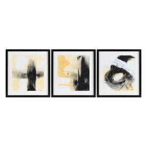Crestview Collection S/3 Stunning Oil Paintings With Solid Black Wood Frames - Elegant Wall Decor Set For Modern Homes   Cvbzwf122