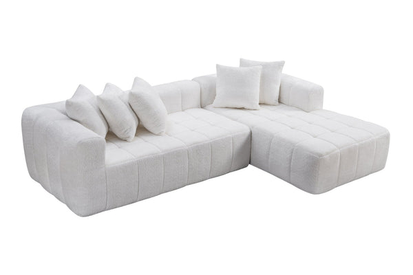 English Elm 107.9"cloud Modular Sectional with Deep Plush Seats Low Profile Lounge Sofa White W5515S00014