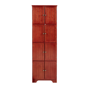 English Elm 72.4" Tall Storage Cabinet with 8 Doors and 4 Shelves, Smooth Surface, Vintage Handles, Sturdy Base and Hinge Cherry W2275P269079