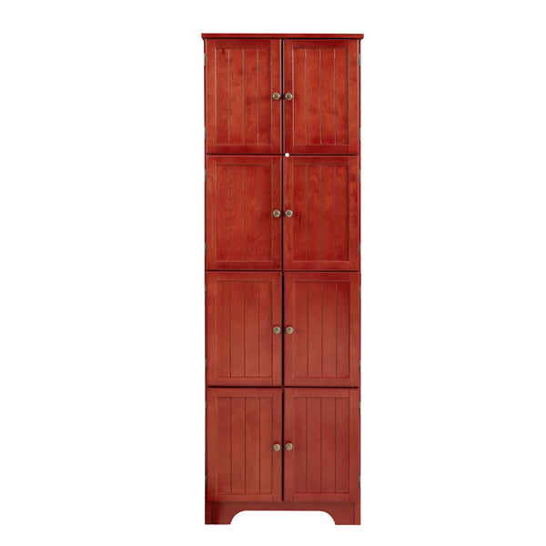 English Elm 72.4" Tall Storage Cabinet with 8 Doors and 4 Shelves, Smooth Surface, Vintage Handles, Sturdy Base and Hinge Cherry W2275P269079