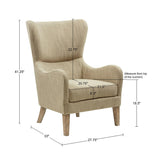 Madison Park Arianna Transitional Swoop Wing Chair MP100-0982 Taupe Multi