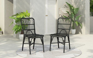 English Elm Christopher Knight Home® - Outdoor Hand-Woven PE Rattan Patio Dining Chairs Set of 2 with Iron Frame 400lb Capacity, No Assembly Required Black+Gery N762P236148G