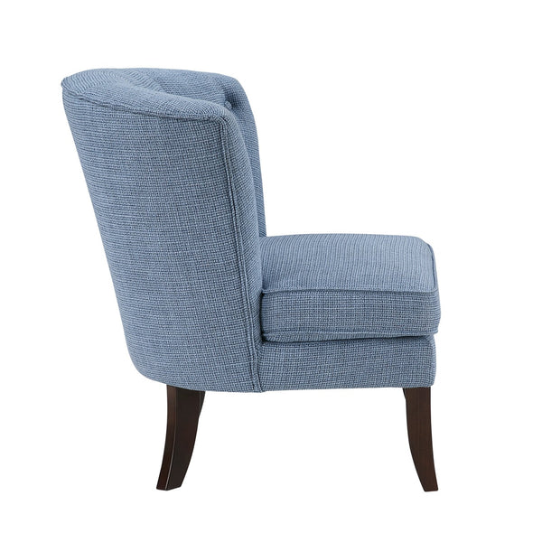 English Elm 1pc Modern Upholstery Button Tufted Accent Chair with Solid Wood Legs, Plush Cushioning for Living Rooms Blue 26.5 L x 28.5 W x 22.5 H B011P305017