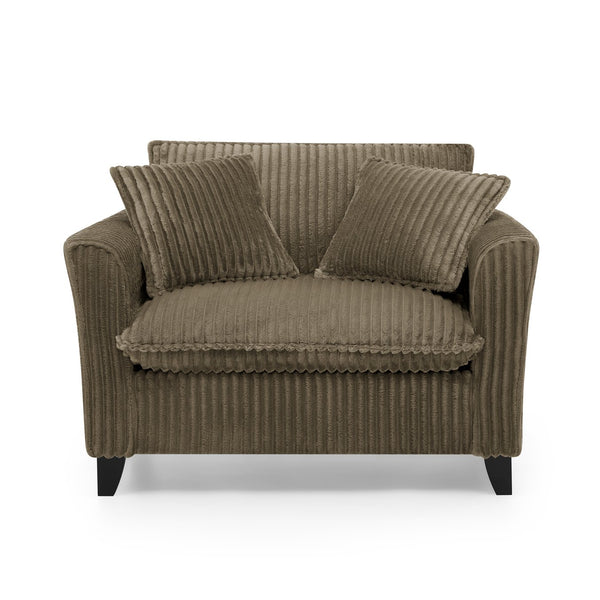 English Elm Lazy Corduroy Armchair with Plush Cushion and Supportive Backrest for Living Room Comfort and Style Brown W487P326814