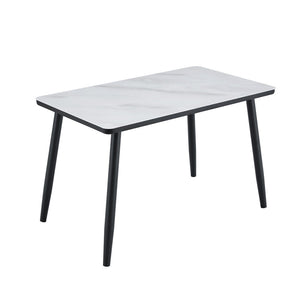 English Elm Only Rectangular Dining Tabletop Minimalist Furniture Grade Surface for Compact Spaces White+Black W1151P427112