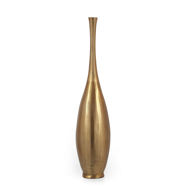 English Elm Christopher Knight Home® - Bottle Vase Antique Brass Aluminum Floor Vase 20" Handcrafted Bottleneck Decor for Modern Homes 71673.00