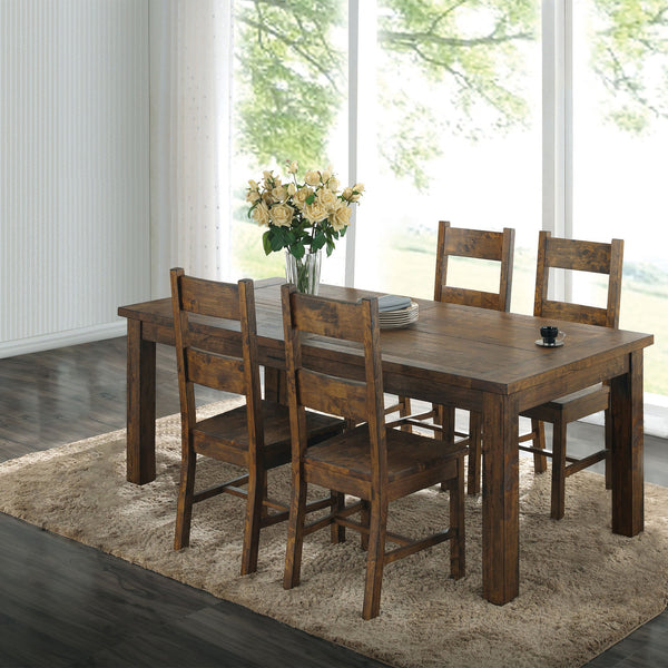 English Elm Mina Rustic Golden Brown 5-Piece Dining Set: Solid Wood Table & Chairs For Farmhouse Charm B062S00794