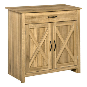 English Elm Homcom Farmhouse Sideboard Buffet With Barn Doors, Adjustable Shelf & Drawer For Rustic Storage Solutions W2225P217416