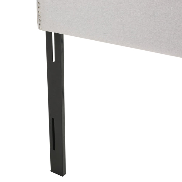 English Elm Christopher Knight Home® - Upholstered Headboard Queen with Nailhead Trim, Sturdy Steel Legs, Adjustable Height, Sleek Design LIGHT GREY 57869.00LGRY