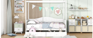 English Elm Twin Canopy Daybed with Pull Out Trundle Pinewood Frame for Kids or Guest Rooms N708P373435K