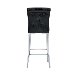 English Elm Modern Tempered Glass Pub Table Set Chrome X-base Stools for Kitchen or Home Bar W3875S00035