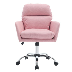 English Elm Artificial Pu Leather Office Chair Ergonomic Foam Cushion Adjustable Height Modern Desk Seat Pink W2311P409614