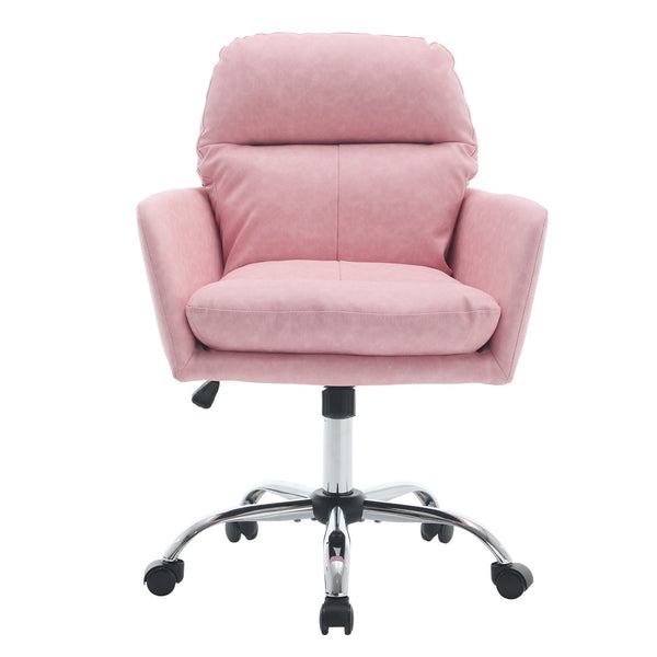 English Elm Artificial Pu Leather Office Chair Ergonomic Foam Cushion Adjustable Height Modern Desk Seat Pink W2311P409614