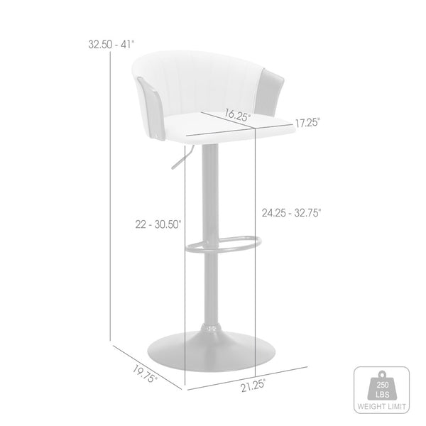 English Elm Lydia Swivel Adjustable Barstool Upholstered Fabric Seat with Black Wood Frame White B2736P464834