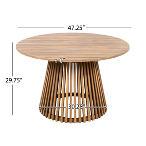English Elm Christopher Knight Home® - Outdoor Acacia Wood Round Dining Table – 47.25-Inch, Stylish Light Teak For Patios & Balconies N770P313798L
