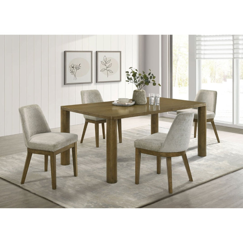 English Elm Sexton Farmhouse Rectangular Dining Set Seats Four with Upholstered Chairs B062S01456