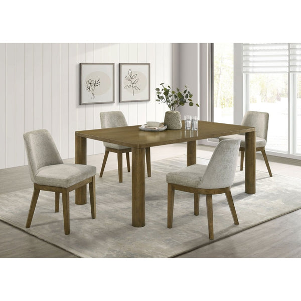 English Elm Sexton Farmhouse Rectangular Dining Set Seats Four with Upholstered Chairs B062S01456