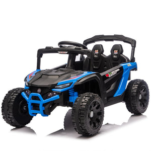 English Elm 24v Kids Utv Ride on with Dual 80w Motors Remote Control and Four Wheel Suspension Blue W1578P342132