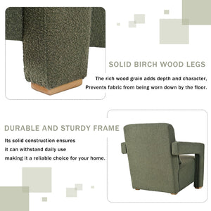 English Elm Mirod Architectural Accent Chair with Lumbar Support and Square Wood Block Legs N760P193221C