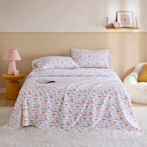JLA Home Intelligent Design - 100% Cotton Flannel Sheet Set – Ultra-Soft 135gsm Pigment Print for Warmth, Breathable Comfort & Lasting Color Happy Bows ID20-2500