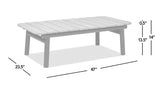 English Elm Zara 47" Dowel Frame Patio Coffee Table With Teak Top, Black & Natural Aluminum & Teak